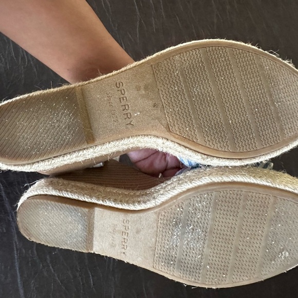Sperry Womens Fairwater Plush Wave Espadrilles Sandals Ivory Stripe size 8. - Picture 9 of 10